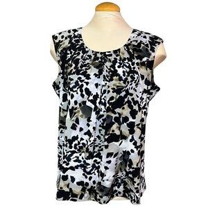 Jones Studio Separates Women's Large Patterned Top | Black, White & Tan | GUC